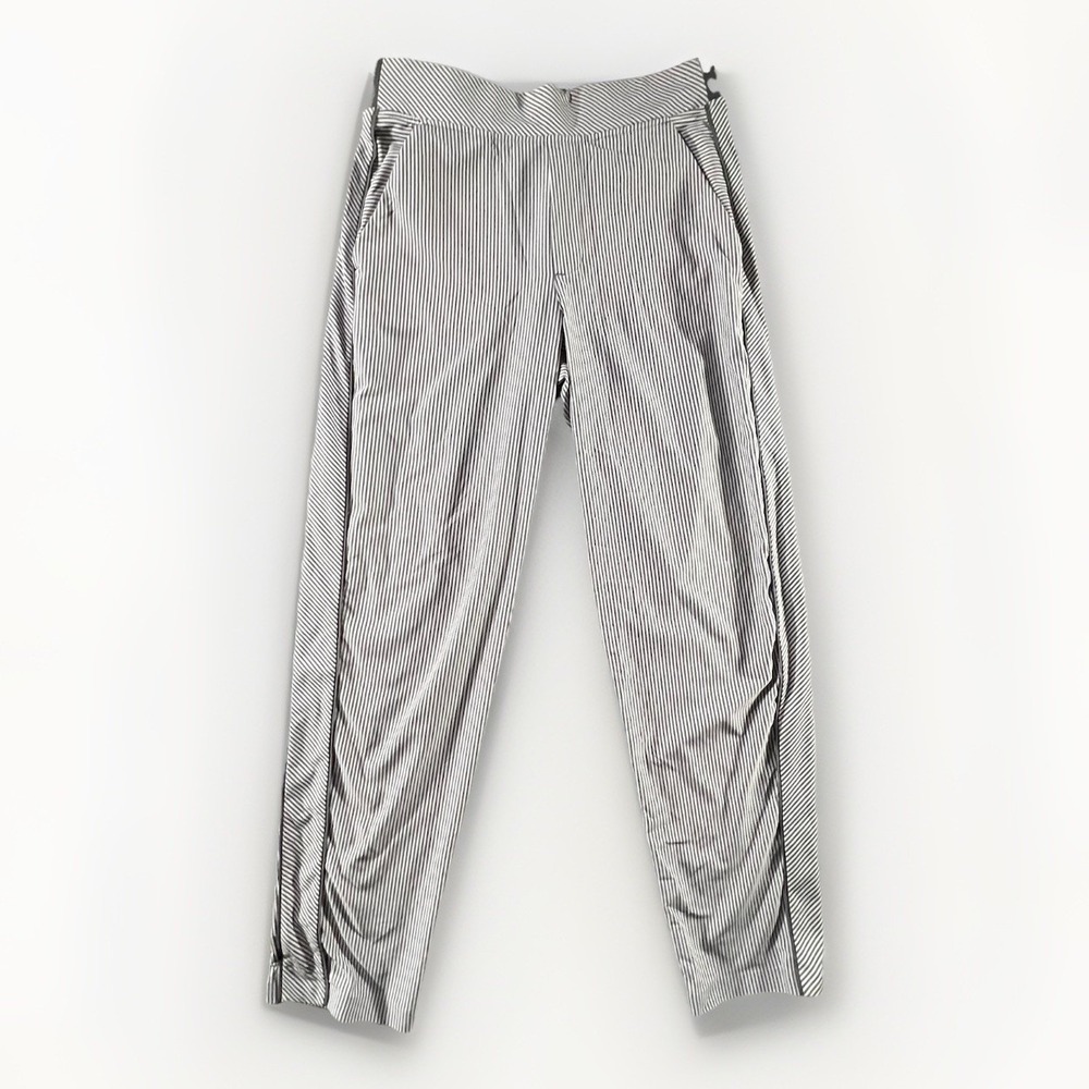 Athleta‎ Gray White Striped Brooklyn Ankle Pants Size 2 Pull On Stretch Casual